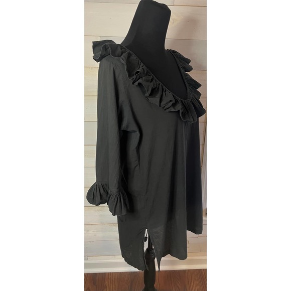 Gretchen Scott Designs Black Ruffle Neck Blouse Scoop Neck Tunic Size Small - Picture 4 of 12
